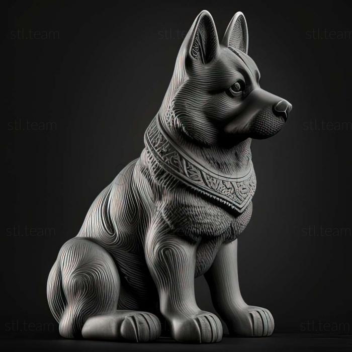 3D model Norwegian Grey Elkhound dog (STL)